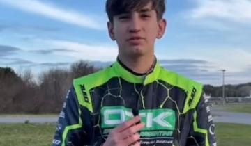 Imagen de Dino Palmarocchi, el joven piloto de Santa Teresita que pide ayuda para poder seguir corriendo