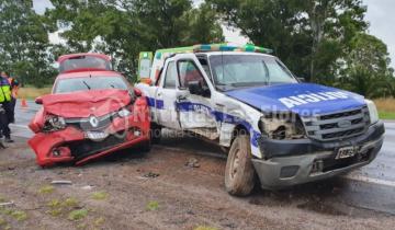 Imagen de Un patrullero y un auto protagonizaron un accidente en la Ruta 3