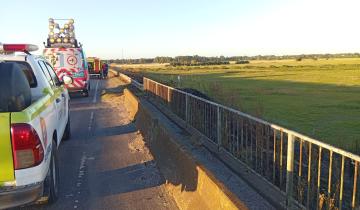 Imagen de Ruta 2: incendio de pastizales de gran magnitud movilizó a cuatro dotaciones de Bomberos en Dolores