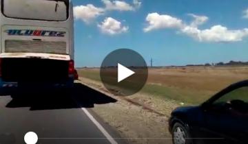 Imagen de Otro video de los peligros de la ruta 11: vehículos por la banquina