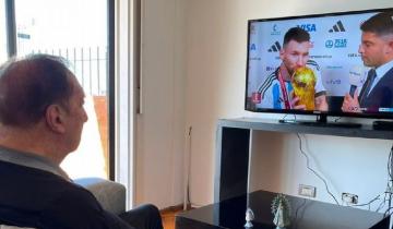 Imagen de La imagen de Carlos Bilardo celebrando el tercer campeonato mundial de la Selección