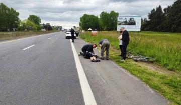 Imagen de Un ciclista de Dolores debió ser internado con lesiones de consideración tras sufrir una caída en la Ruta 2
